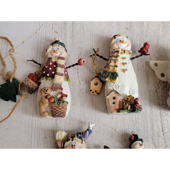 Snowman rustic variety birdhouse apple ornament Xmas set - Picture 5 of 6